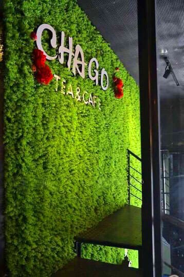 Tường cây giả cửa hàng