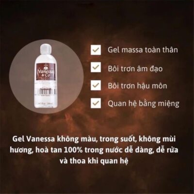 Gel bôi trơn Vanessa & Co 200ml, gel bôi trơn gốc nước tăng khoái cảm bôi trơn quan hệ