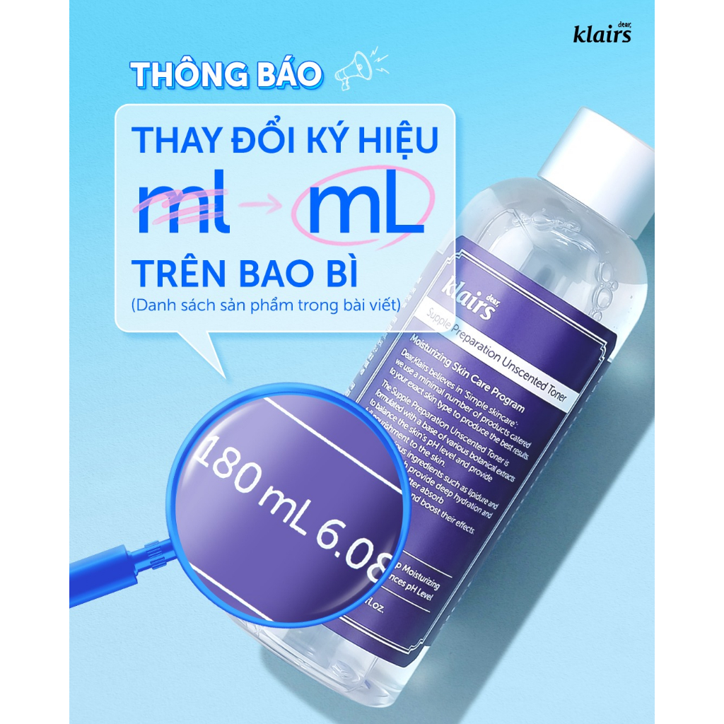 Nước hoa hồng Dear Klairs Supple Preparation Facial Toner 180ml Nước hoa hồng Dear Klairs Supple Preparation Facial Toner 180ml