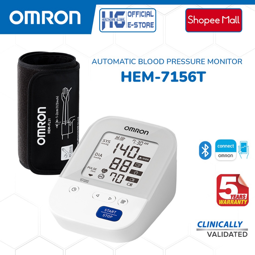 Máy Đo Huyết Áp Bắp Tay Omron HEM-7156T-A | Kết Nối Bluetooth, Vòng Bít 360 Chính Xác, Kèm Adapter Máy Đo Huyết Áp Bắp Tay Omron HEM-7156T-A | Kết Nối Bluetooth, Vòng Bít 360 Chính Xác, Kèm Adapter