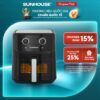 Nồi chiên không dầu 6,5L Sunhouse SHD4030 - Công nghệ Rapid Air 360 độ - Cửa sổ khoang chiên trong suốt
