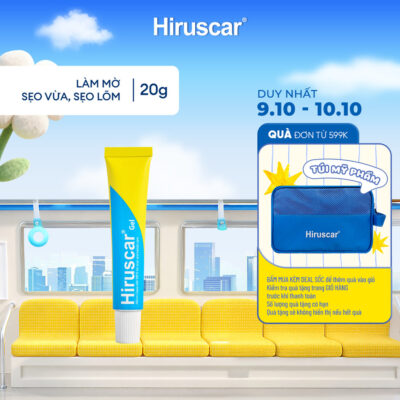 Gel cải thiện sẹo vừa, sẹo lõm, sẹo thâm Hiruscar Gel 20g
