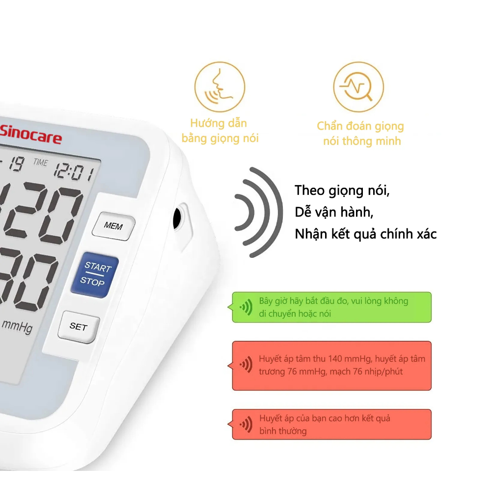 Máy đo huyết áp Sinocare BA-801 Chính Hãng ( Giọng nói Tiếng Việt) Máy đo huyết áp Sinocare BA-801 Chính Hãng ( Giọng nói Tiếng Việt)
