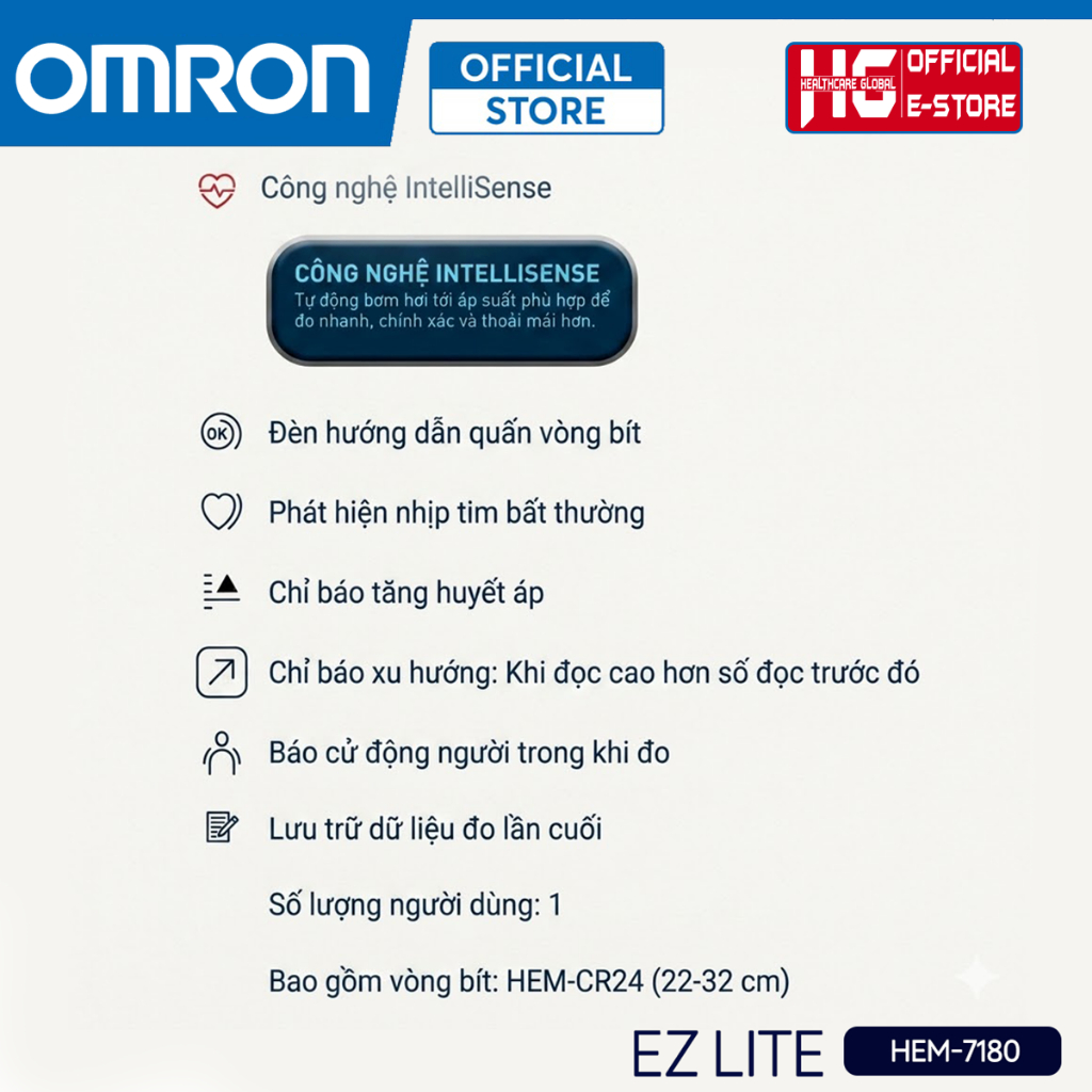 Máy Đo Huyết Áp Bắp Tay Tự Động Omron Ez Lite HEM-7180 |Thương Hiệu Nhật Bản, Bảo Hành 5 Năm Máy Đo Huyết Áp Bắp Tay Tự Động Omron Ez Lite HEM-7180 |Thương Hiệu Nhật Bản, Bảo Hành 5 Năm