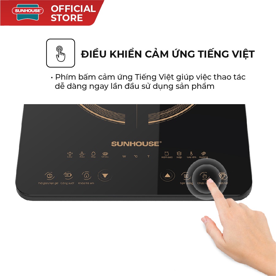 Bếp từ đơn Sunhouse SHD6803 - Công suất 2000W - Bảo hành 12 tháng - 8 chế độ nấu - Nút bấm điện tử Bếp từ đơn Sunhouse SHD6803 - Công suất 2000W - Bảo hành 12 tháng - 8 chế độ nấu - Nút bấm điện tử