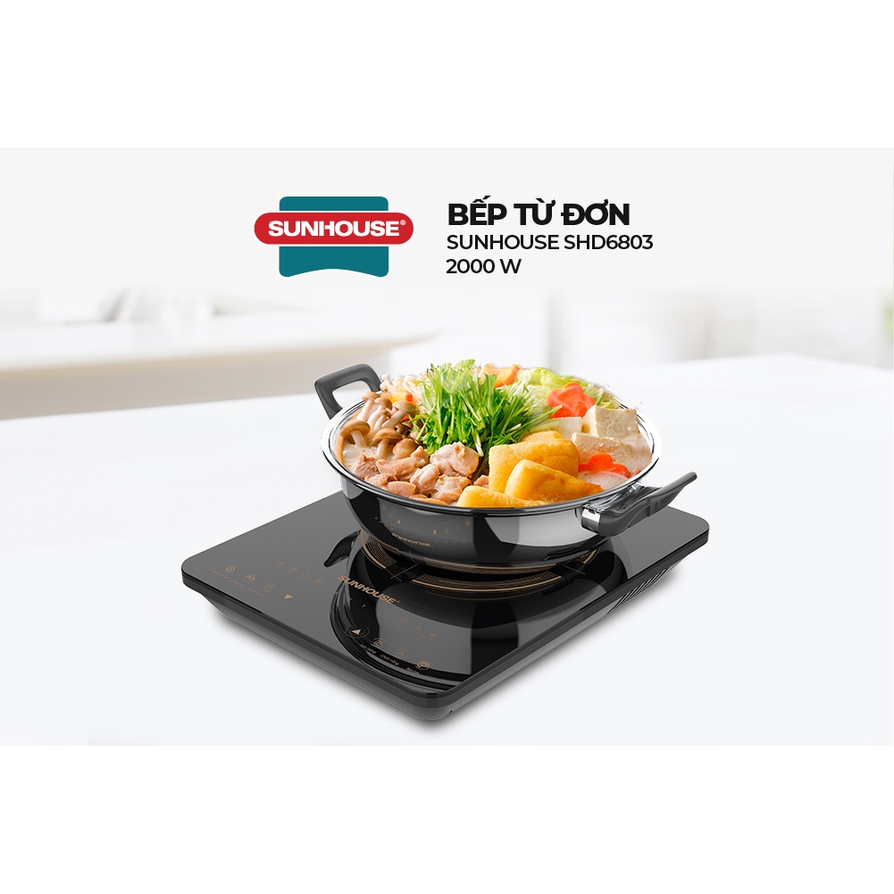 Bếp từ đơn Sunhouse SHD6803 - Công suất 2000W - Bảo hành 12 tháng - 8 chế độ nấu - Nút bấm điện tử Bếp từ đơn Sunhouse SHD6803 - Công suất 2000W - Bảo hành 12 tháng - 8 chế độ nấu - Nút bấm điện tử