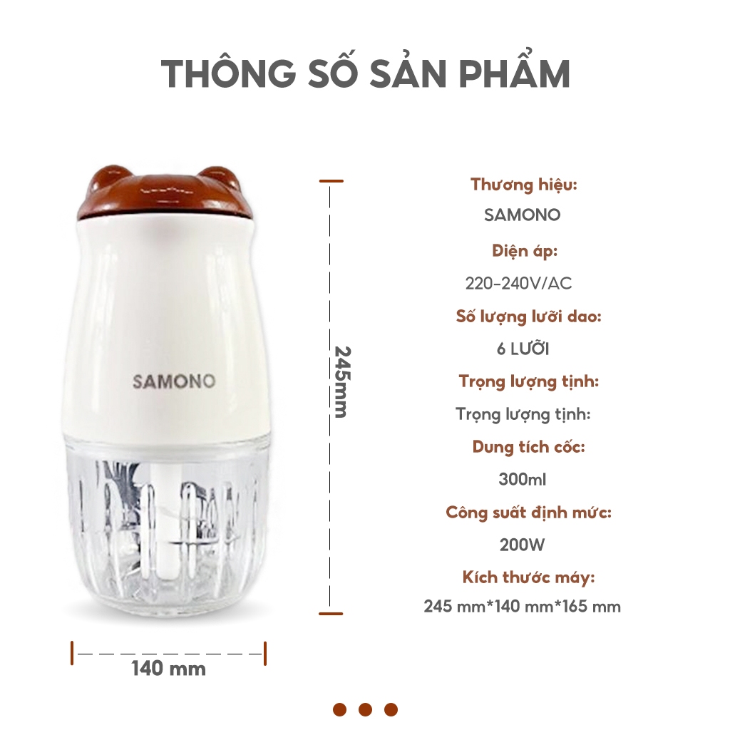 (Dao 6 cánh) Máy xay thực phẩm mini đa năng Samono SW-MC200, dung tích 300ml, công suất 200W - BH12T (Dao 6 cánh) Máy xay thực phẩm mini đa năng Samono SW-MC200, dung tích 300ml, công suất 200W - BH12T