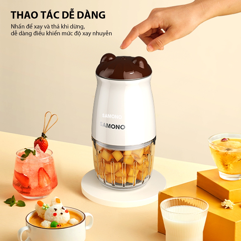 (Dao 6 cánh) Máy xay thực phẩm mini đa năng Samono SW-MC200, dung tích 300ml, công suất 200W - BH12T (Dao 6 cánh) Máy xay thực phẩm mini đa năng Samono SW-MC200, dung tích 300ml, công suất 200W - BH12T