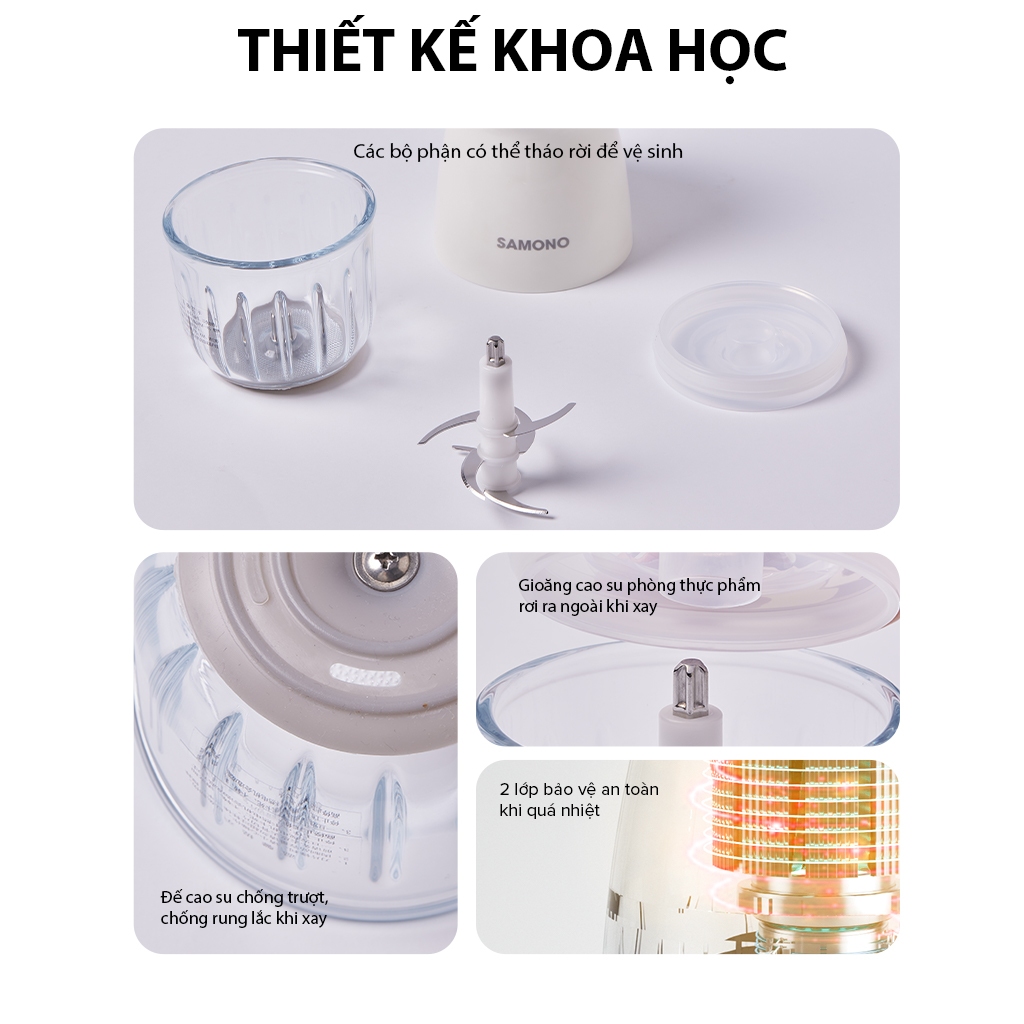 (Dao 6 cánh) Máy xay thực phẩm mini đa năng Samono SW-MC200, dung tích 300ml, công suất 200W - BH12T (Dao 6 cánh) Máy xay thực phẩm mini đa năng Samono SW-MC200, dung tích 300ml, công suất 200W - BH12T