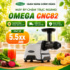 Máy ép chậm trục ngang Omega CNC82S (màu silver) 200W - Ép kiệt, không tắc bã. Ép hoa quả, ép rau củ