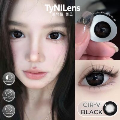 Lens Mắt Đen Baby TyNiLens CIR-V BLACK Giãn To 14.5mm cận 0-8 độ tặng khay dụng cụ [MPC cao cấp]