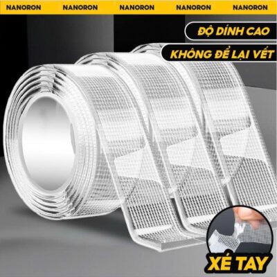 Băng Keo 2 Mặt Siêu Dính Có Lưới Dễ Tháo Gỡ NANORON Băng Keo Nano Siêu Dính Thế Hệ Mới Lưới Gia Cố