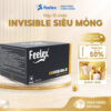 Bao cao su siêu mỏng nhiều gel đặc biệt Feelex Invisible ôm sát đem lại cảm giác chân thật giảm ma sát hộp 10 chiếc