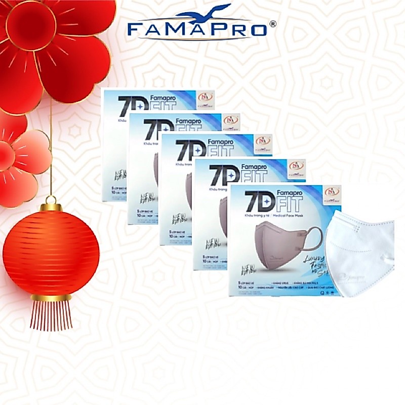 COMBO Khẩu trang Famapro 7D FIT cao cấp 5 lớp (10 cái/ hộp) COMBO Khẩu trang Famapro 7D FIT cao cấp 5 lớp (10 cái/ hộp)
