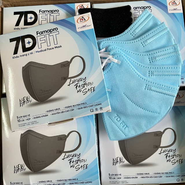 COMBO Khẩu trang Famapro 7D FIT cao cấp 5 lớp (10 cái/ hộp) COMBO Khẩu trang Famapro 7D FIT cao cấp 5 lớp (10 cái/ hộp)