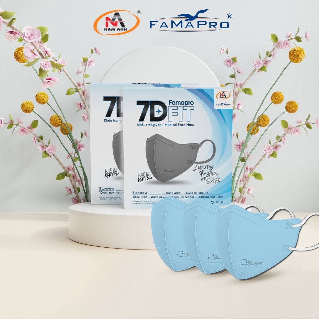COMBO Khẩu trang Famapro 7D FIT cao cấp 5 lớp (10 cái/ hộp) COMBO Khẩu trang Famapro 7D FIT cao cấp 5 lớp (10 cái/ hộp)