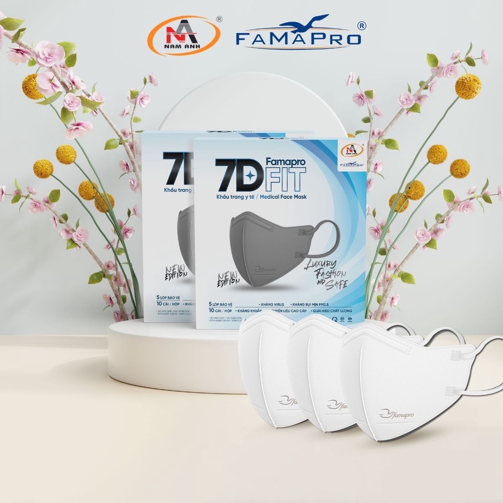 COMBO Khẩu trang Famapro 7D FIT cao cấp 5 lớp (10 cái/ hộp) COMBO Khẩu trang Famapro 7D FIT cao cấp 5 lớp (10 cái/ hộp)
