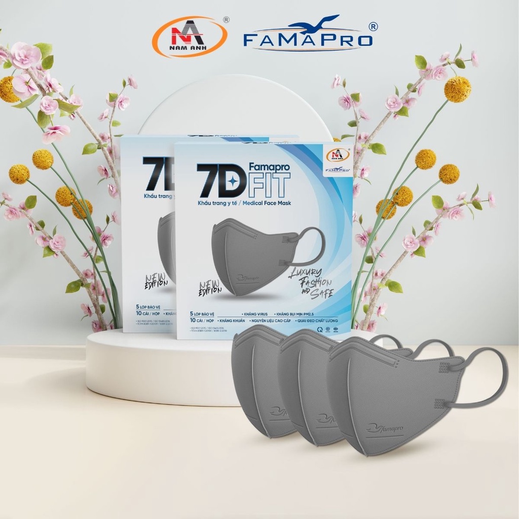 COMBO Khẩu trang Famapro 7D FIT cao cấp 5 lớp (10 cái/ hộp) COMBO Khẩu trang Famapro 7D FIT cao cấp 5 lớp (10 cái/ hộp)