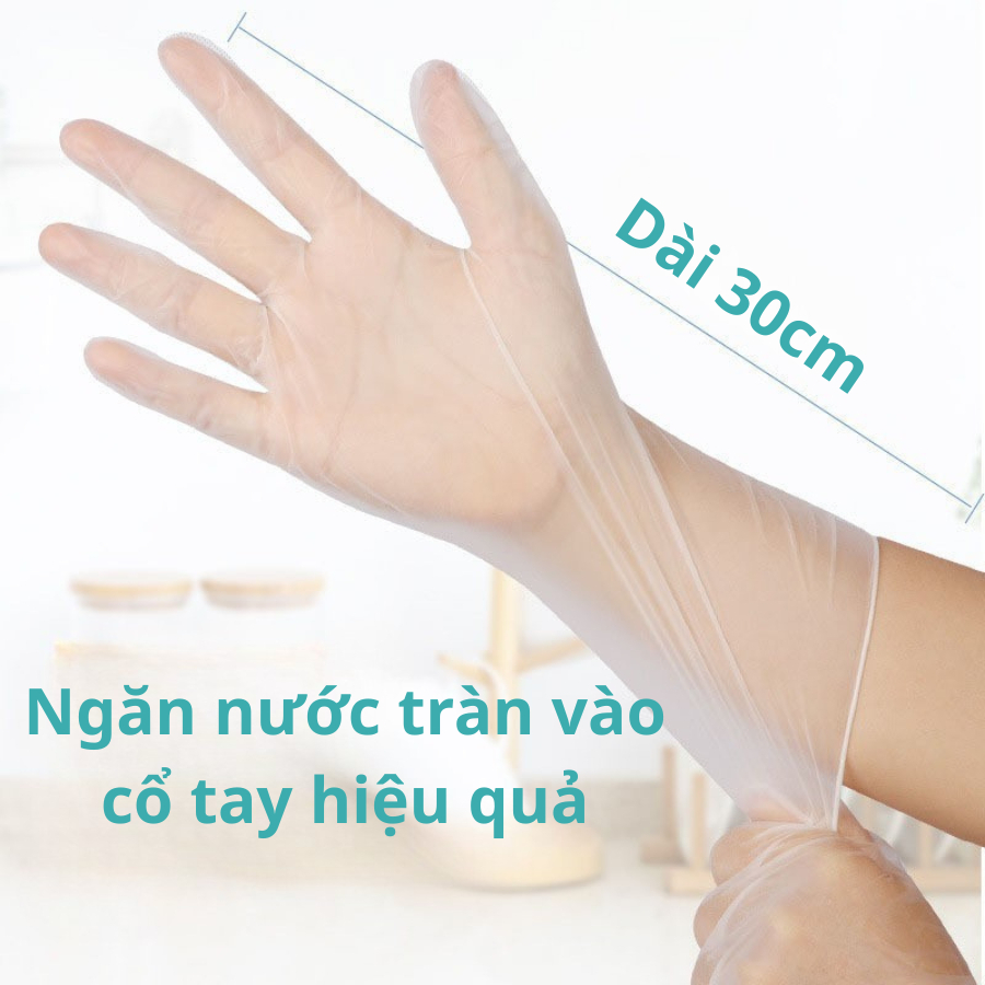 Găng Tay Trong Suốt Vinyl Dài 30cm, Găng Tay Không Bột Dai Dẻo Làm Từ Nhựa PVC Dùng Nấu Ăn, Massage, Gội Đầu Dưỡng Sinh Găng Tay Trong Suốt Vinyl Dài 30cm, Găng Tay Không Bột Dai Dẻo Làm Từ Nhựa PVC Dùng Nấu Ăn, Massage, Gội Đầu Dưỡng Sinh