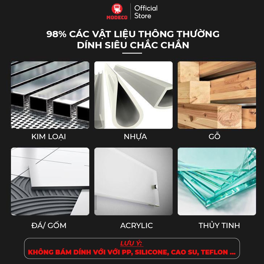 Keo Siêu Dính Đa Năng Modeco - Keo Dán Siêu Chắc Mọi Bề Mặt, Nhanh Khô, Không Làm Hỏng Bề Mặt Tường, Không Cần Khoan Đục Keo Siêu Dính Đa Năng Modeco - Keo Dán Siêu Chắc Mọi Bề Mặt, Nhanh Khô, Không Làm Hỏng Bề Mặt Tường, Không Cần Khoan Đục