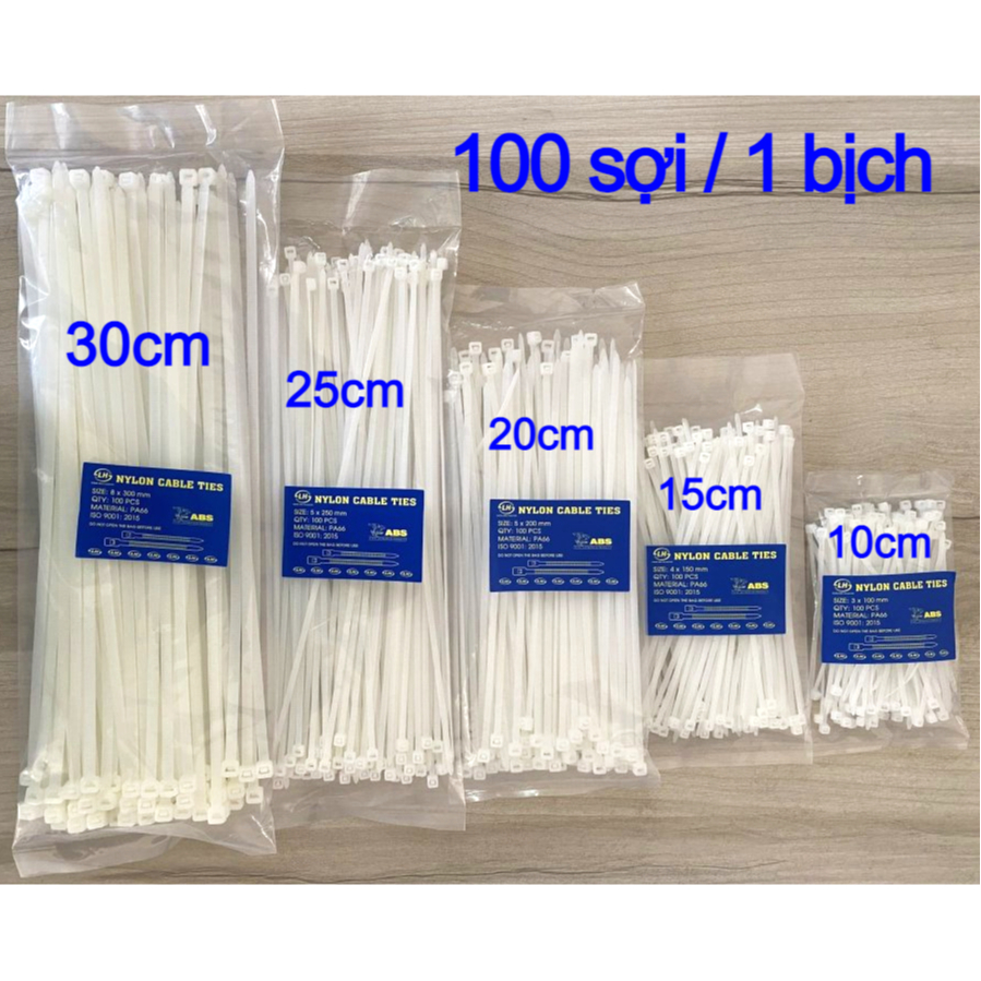 Dây Rút Nhựa Dây Thít Nhựa 10cm, 20cm, 30cm Trắng & Đen - 100 Sợi / 1 Túi - Nhựa PA66 Bền Dai Chịu Lực Chịu Nhiệt Tốt Dây Rút Nhựa Dây Thít Nhựa 10cm, 20cm, 30cm Trắng & Đen - 100 Sợi / 1 Túi - Nhựa PA66 Bền Dai Chịu Lực Chịu Nhiệt Tốt