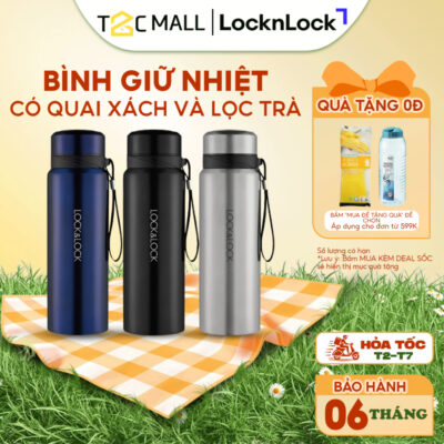 Bình Giữ Nhiệt LocknLock To 800ml Chính Hãng Cao Cấp Có Quai Xách Lọc Nước Trà LHC6180- T2CMall