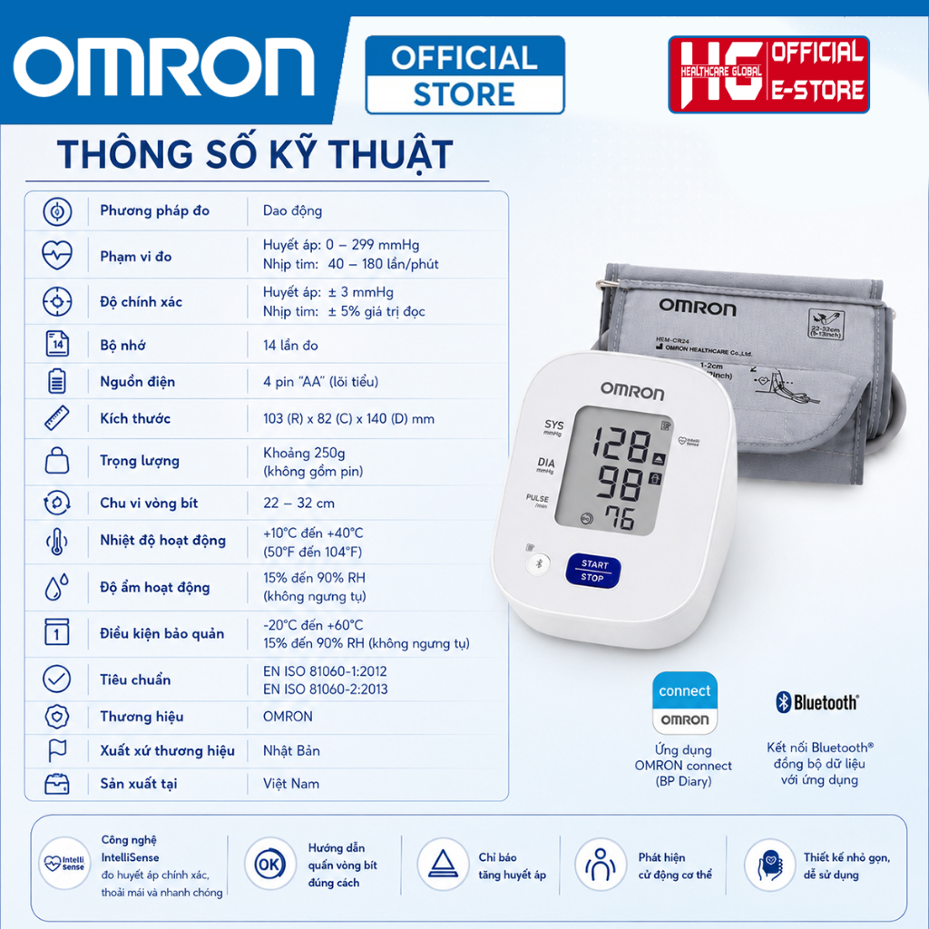 Máy Đo Huyết Áp Omron HEM-7141T1 | Kết Nối Bluetooth, Omron Connect, Bảo Hành Chính Hãng 5 Năm Máy Đo Huyết Áp Omron HEM-7141T1 | Kết Nối Bluetooth, Omron Connect, Bảo Hành Chính Hãng 5 Năm