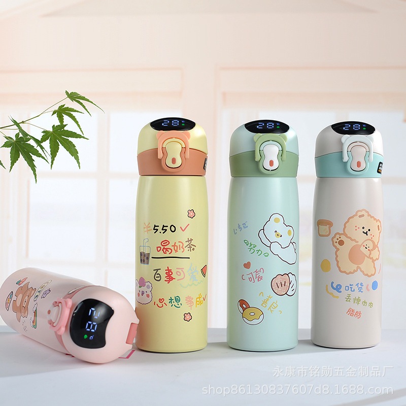 Bình Giữ Nhiệt Hiển Thị Nhiệt Độ TEM GẤU 500ml, Bình Nước Mang Đi Học Cho Bé Siêu Dễ Thương Bình Giữ Nhiệt Hiển Thị Nhiệt Độ TEM GẤU 500ml, Bình Nước Mang Đi Học Cho Bé Siêu Dễ Thương