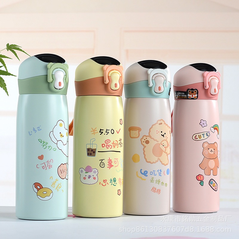 Bình Giữ Nhiệt Hiển Thị Nhiệt Độ TEM GẤU 500ml, Bình Nước Mang Đi Học Cho Bé Siêu Dễ Thương Bình Giữ Nhiệt Hiển Thị Nhiệt Độ TEM GẤU 500ml, Bình Nước Mang Đi Học Cho Bé Siêu Dễ Thương