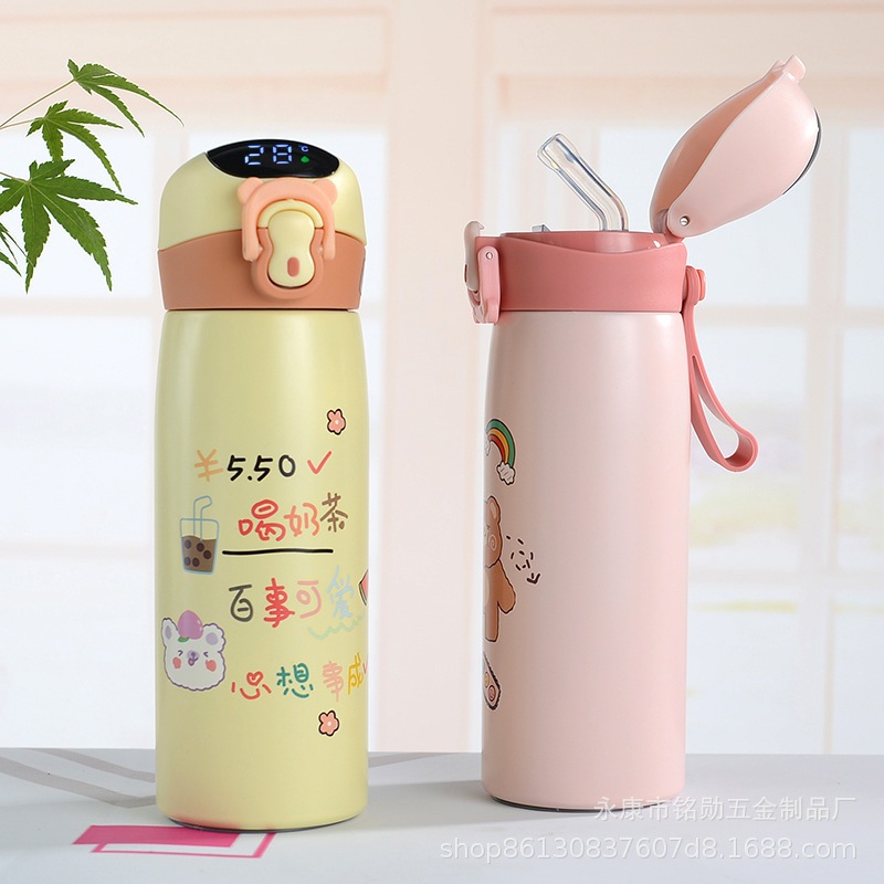 Bình Giữ Nhiệt Hiển Thị Nhiệt Độ TEM GẤU 500ml, Bình Nước Mang Đi Học Cho Bé Siêu Dễ Thương Bình Giữ Nhiệt Hiển Thị Nhiệt Độ TEM GẤU 500ml, Bình Nước Mang Đi Học Cho Bé Siêu Dễ Thương