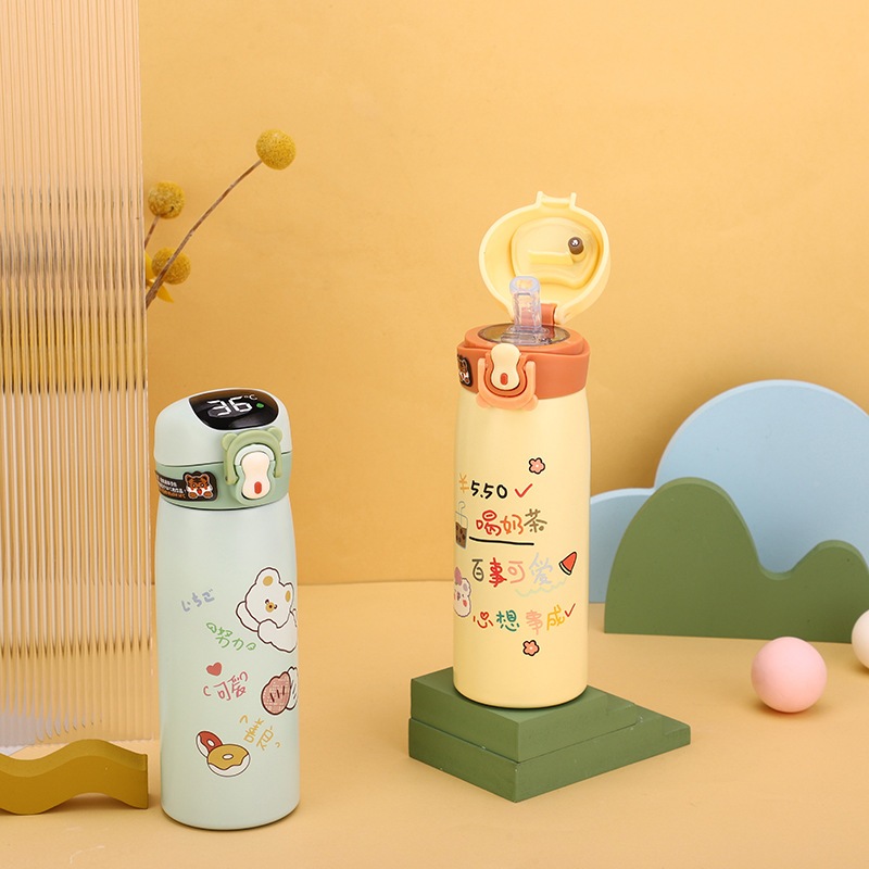 Bình Giữ Nhiệt Hiển Thị Nhiệt Độ TEM GẤU 500ml, Bình Nước Mang Đi Học Cho Bé Siêu Dễ Thương Bình Giữ Nhiệt Hiển Thị Nhiệt Độ TEM GẤU 500ml, Bình Nước Mang Đi Học Cho Bé Siêu Dễ Thương