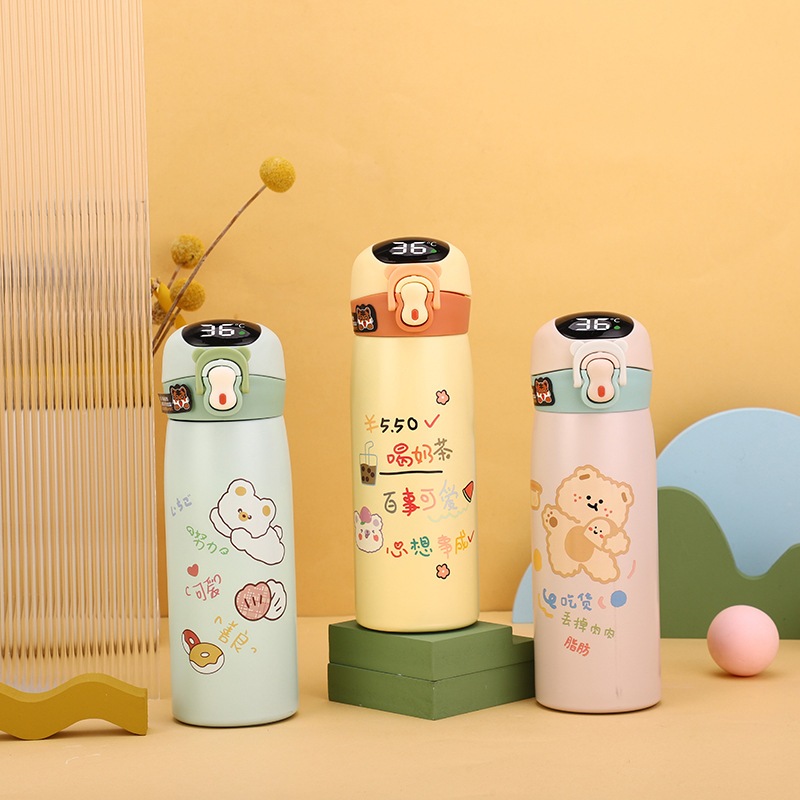 Bình Giữ Nhiệt Hiển Thị Nhiệt Độ TEM GẤU 500ml, Bình Nước Mang Đi Học Cho Bé Siêu Dễ Thương Bình Giữ Nhiệt Hiển Thị Nhiệt Độ TEM GẤU 500ml, Bình Nước Mang Đi Học Cho Bé Siêu Dễ Thương