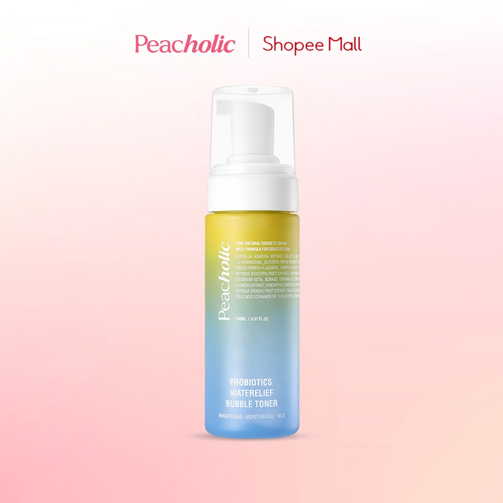 Toner Ngải Cứu Chăm Sóc Làm Sạch Da Peacholic Probiotics Water Relief Bubble Toner 200ml