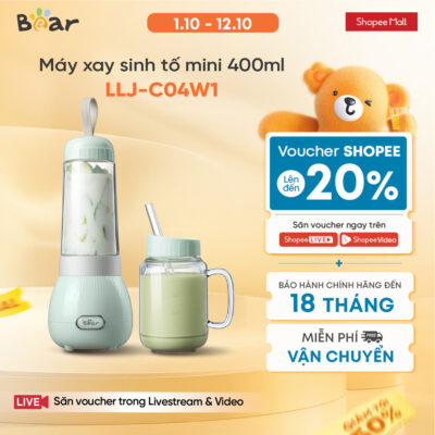 Máy Xay Sinh Tố Mini 400ml Bear LLJ-C04W1 - Hàng Chính Hãng