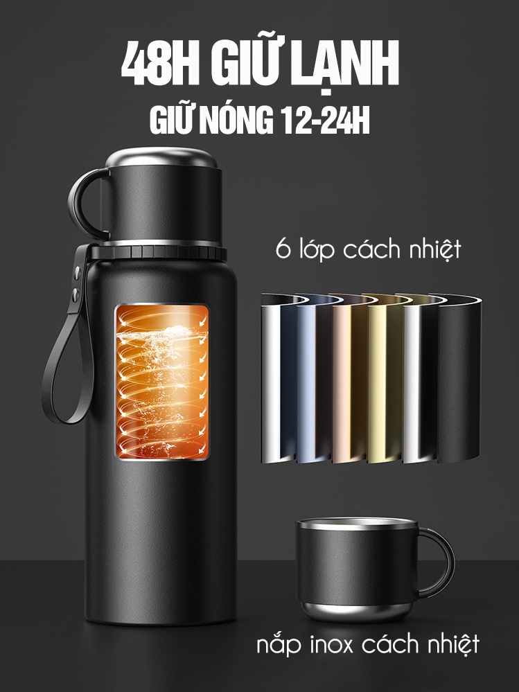 Bình giữ nhiệt NIUMI 48h 316 hiển thị nhiệt độ và nắp có tay cầm, nhiều dung tích Bình giữ nhiệt NIUMI 48h 316 hiển thị nhiệt độ và nắp có tay cầm, nhiều dung tích