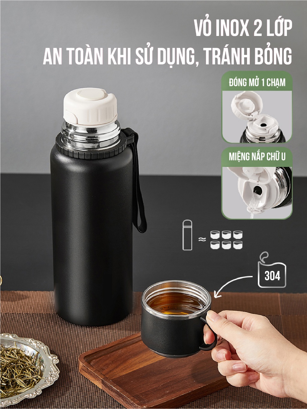 Bình giữ nhiệt NIUMI 48h 316 hiển thị nhiệt độ và nắp có tay cầm, nhiều dung tích Bình giữ nhiệt NIUMI 48h 316 hiển thị nhiệt độ và nắp có tay cầm, nhiều dung tích
