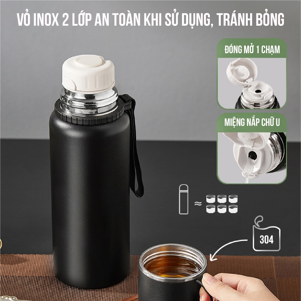 Bình giữ nhiệt NIUMI 48h 316 hiển thị nhiệt độ và nắp có tay cầm, nhiều dung tích Bình giữ nhiệt NIUMI 48h 316 hiển thị nhiệt độ và nắp có tay cầm, nhiều dung tích