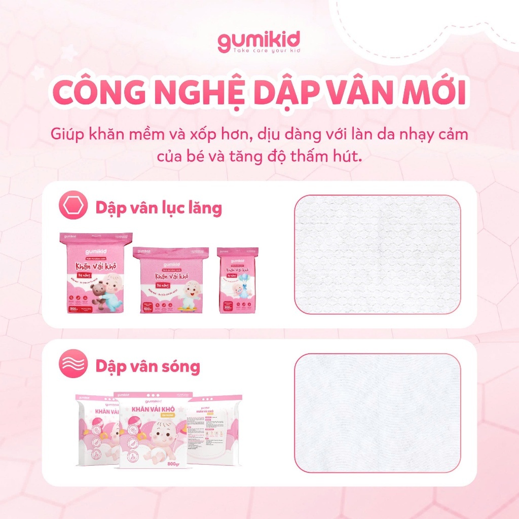 KHĂN VẢI KHÔ ĐA NĂNG DÀNH CHO MẸ VÀ BÉ GUMI 300/600/ 900g KHĂN VẢI KHÔ ĐA NĂNG DÀNH CHO MẸ VÀ BÉ GUMI 300/600/ 900g