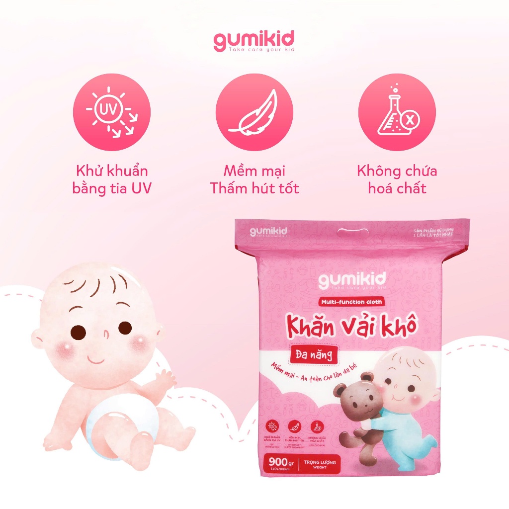 KHĂN VẢI KHÔ ĐA NĂNG DÀNH CHO MẸ VÀ BÉ GUMI 300/600/ 900g KHĂN VẢI KHÔ ĐA NĂNG DÀNH CHO MẸ VÀ BÉ GUMI 300/600/ 900g