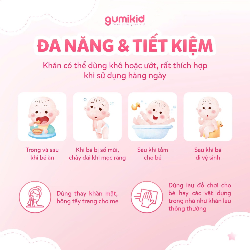 KHĂN VẢI KHÔ ĐA NĂNG DÀNH CHO MẸ VÀ BÉ GUMI 300/600/ 900g KHĂN VẢI KHÔ ĐA NĂNG DÀNH CHO MẸ VÀ BÉ GUMI 300/600/ 900g