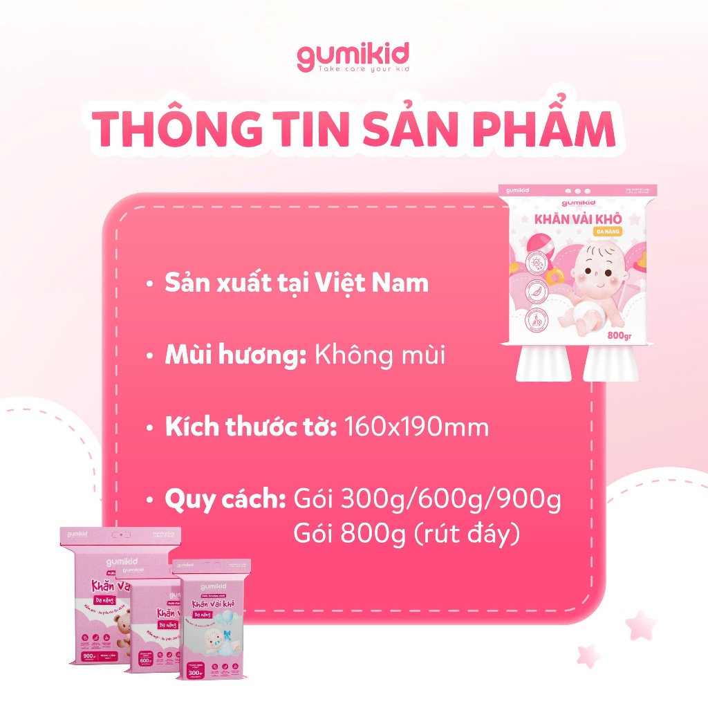 KHĂN VẢI KHÔ ĐA NĂNG DÀNH CHO MẸ VÀ BÉ GUMI 300/600/ 900g KHĂN VẢI KHÔ ĐA NĂNG DÀNH CHO MẸ VÀ BÉ GUMI 300/600/ 900g