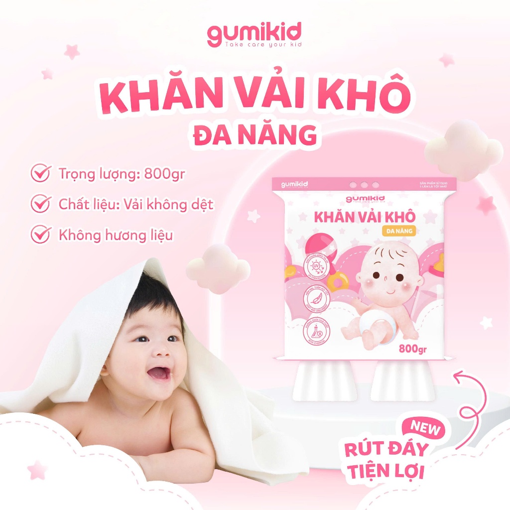 KHĂN VẢI KHÔ ĐA NĂNG DÀNH CHO MẸ VÀ BÉ GUMI 300/600/ 900g KHĂN VẢI KHÔ ĐA NĂNG DÀNH CHO MẸ VÀ BÉ GUMI 300/600/ 900g
