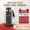 Bình giữ nhiệt 1000ml cao cấp có nắp lọc trà - Bình đựng nước giữ nhiệt lớn tiện lợi lõi inox 304 không gỉ, giữ nước tốt