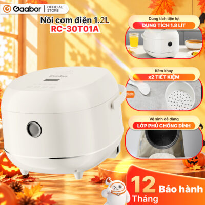 Nồi cơm điện tử Gaabor RC-30T01A dung tích 1.2 lít 5 chế độ nấu đa năng lòng nồi chống dính giữ ấm đến 24H