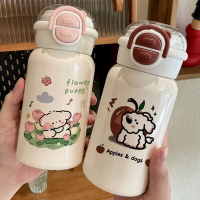 Bình Nước Giữ Nhiệt 380ML Nắp Chân Mèo Nhiều Mẫu Dễ Thương