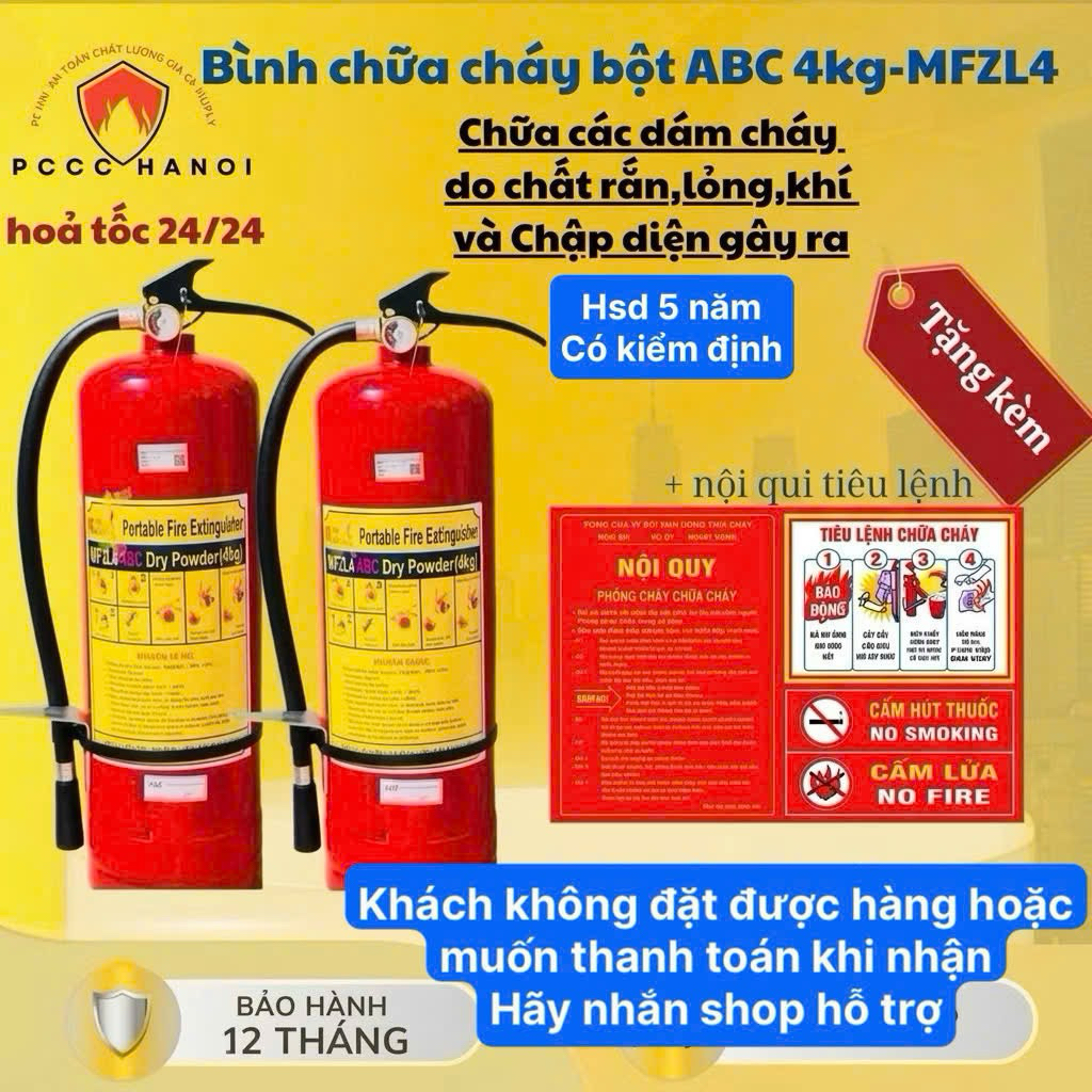 Tặng tấm nội qui tiêu lệnh-CÓ KIỂM ĐỊNH-Bình chữa cháy,bình cứu hỏa BỘT ABC-4kg-MFZL4 DÙNG GIA ĐÌNH,Cửa hàng,gia đình.. Tặng tấm nội qui tiêu lệnh-CÓ KIỂM ĐỊNH-Bình chữa cháy,bình cứu hỏa BỘT ABC-4kg-MFZL4 DÙNG GIA ĐÌNH,Cửa hàng,gia đình..