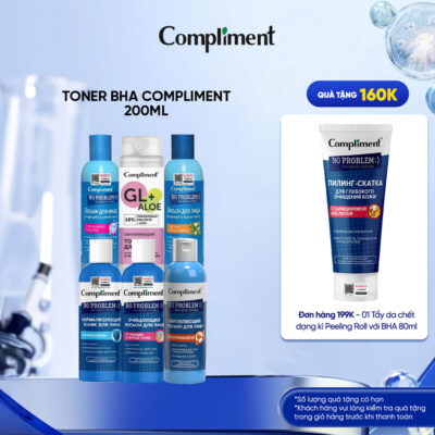 Toner BHA Compliment No Problem làm sạch sâu, kiềm dầu, giảm mụn, mờ thâm 200ml