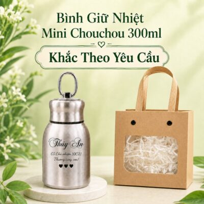 [ Miễn Phí Khắc Tên] Bình Giữ nhiêt CHOUCHOU tiện lợi zwilling inox cao cấp - có quai xách 300ml