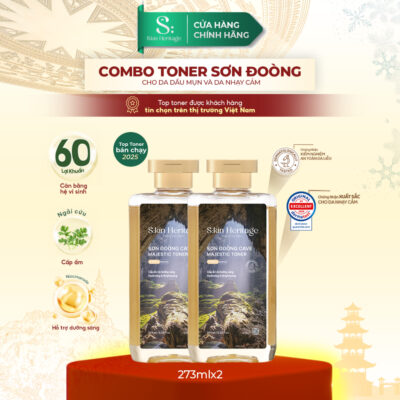 Bộ Đôi Toner Sơn Đoòng Cấp Ẩm & Hỗ trợ Dưỡng Sáng cho da dầu mụn Skin Heritage sử dụng 60 lợi khuẩn 273mlx2