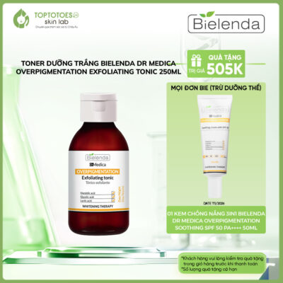 [HÀNG NHẬP KHẨU] Toner Bielenda Dr Medica Overpigmentation Exfoliating làm da căng bóng, sáng mịn, mờ thâm sạm 250ml